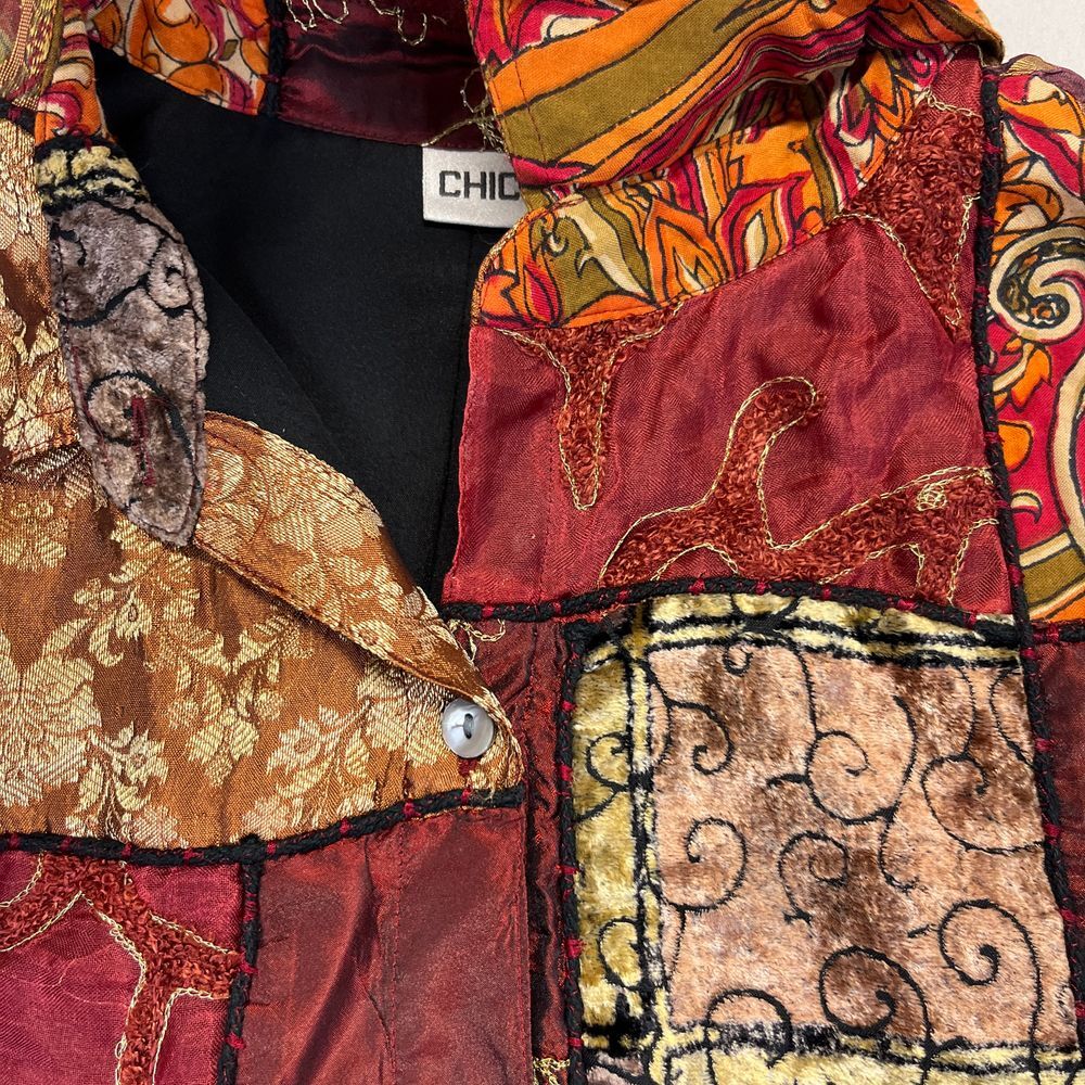 Chicos Patchwork Quilted Jacket Boho Paisley Flor… - image 6